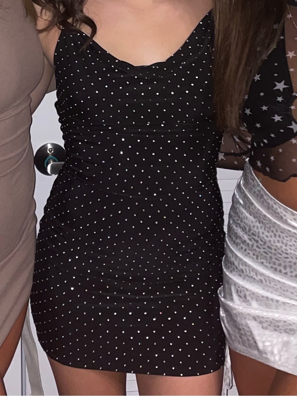 Windsor Black Dress with Silver Polka Dot Accents